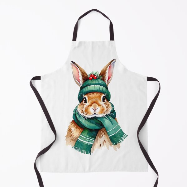 Item preview, Cute watercolor bunny wearing a green knitted hat and scarf designed and sold by Trendsecne.