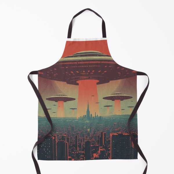 Item preview, Flying Saucers Over City Retro Poster designed and sold by Vallentinez.