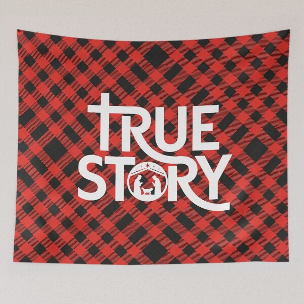 Item preview, True Story Nativity Scene John 3:16 Christian Christmas Plaid design designed and sold by Luvjesus2.