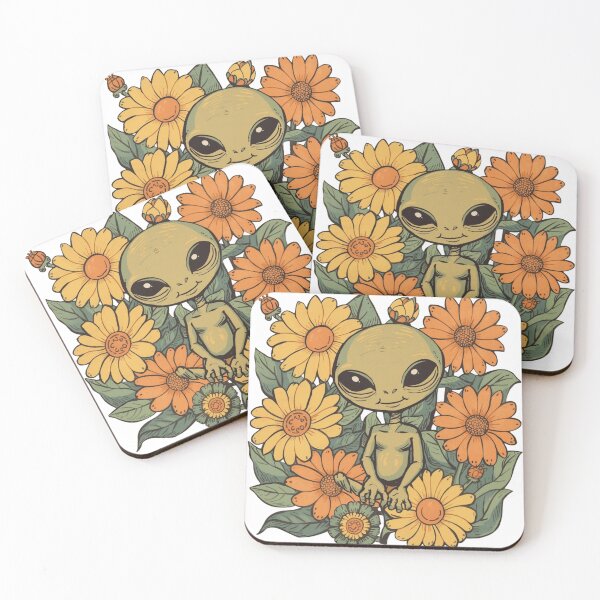 Item preview, Groovy Alien and Flowers Vintage designed and sold by Vallentinez.