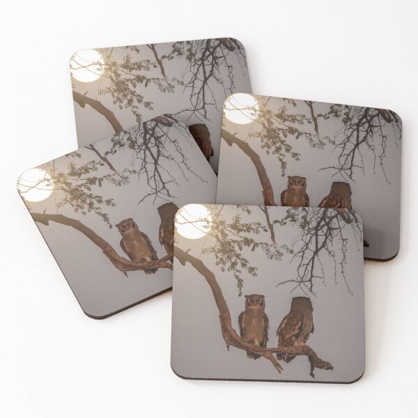 Item preview, Moonlit Eagle Owls And Full Moon In The African Night designed and sold by DavideAntoniani.