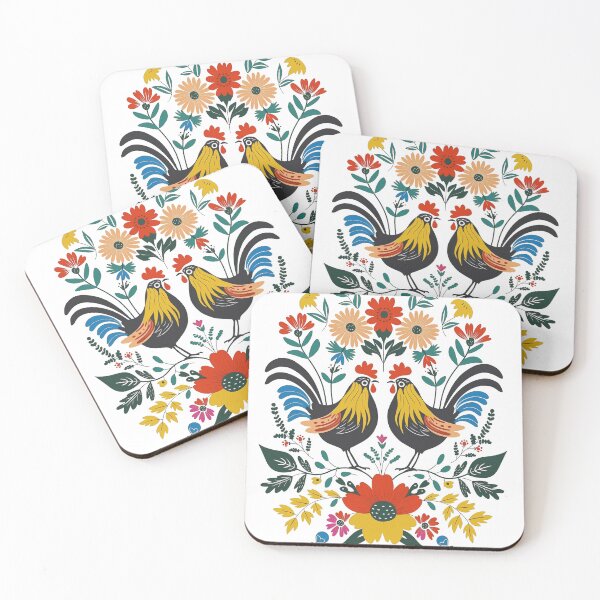 Item preview, Polish Flowers Rooster| Wycinanki | Folklore | Folk Art Blue designed and sold by xiao xuans.