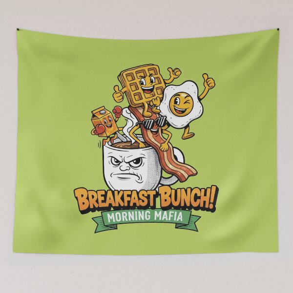 Item preview, Breakfast Bunch Morning Mafia - Waffle Bacon Egg Cartoon Art designed and sold by AwesomeBeyondLimits.