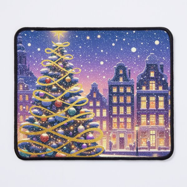 Item preview, Magical Amsterdam in the Snow – Dutch Christmas City Scene with Canals and Tree Lights designed and sold by Sugar Wisdom .