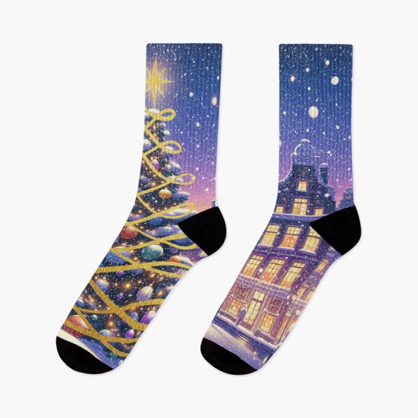 Item preview, Magical Amsterdam in the Snow – Dutch Christmas City Scene with Canals and Tree Lights designed and sold by Sugar Wisdom .