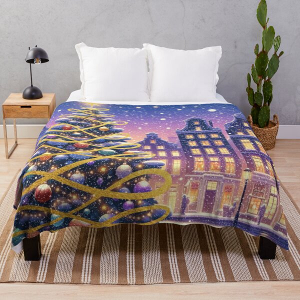 Item preview, Magical Amsterdam in the Snow – Dutch Christmas City Scene with Canals and Tree Lights designed and sold by Sugar Wisdom .