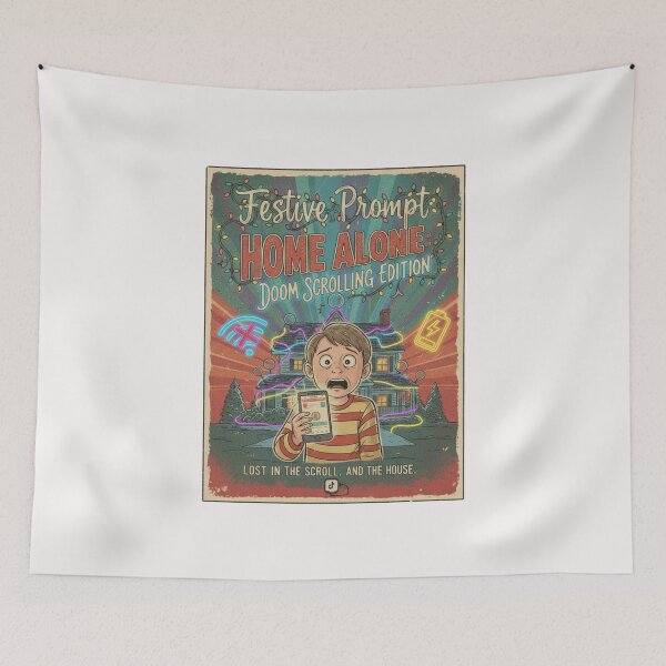 Item preview, "Festive Home Alone Doom Scrolling Funny Christmas - Perfect Holiday Gift for Movie Lovers designed and sold by wellie-chic.