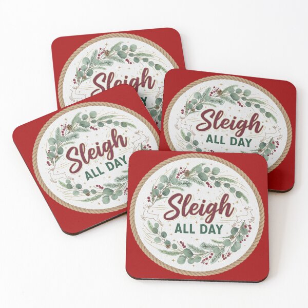 Item preview, "Sleigh All Day" Funny Christmas Pun Wreath designed and sold by PanGieroj.