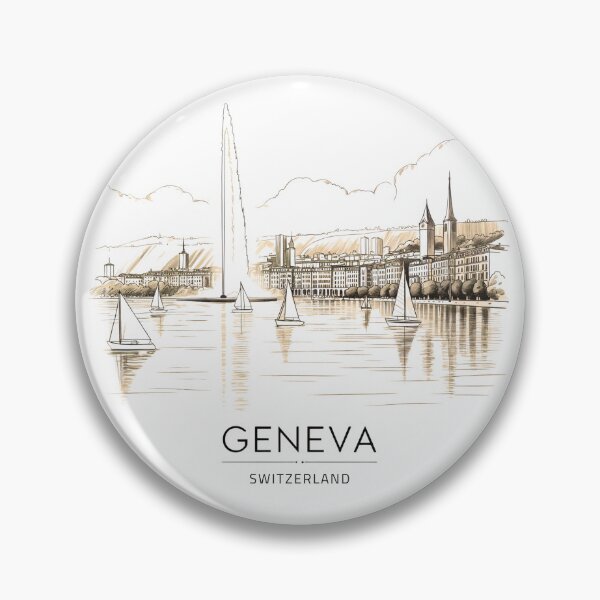 Item preview, Geneva Switzerland Pencil Sketch Water Jet designed and sold by MadCatPrints.