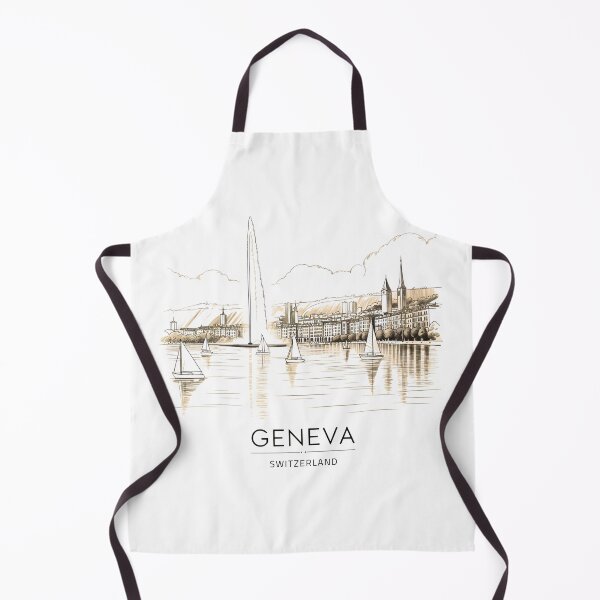 Item preview, Geneva Switzerland Pencil Sketch Water Jet designed and sold by MadCatPrints.