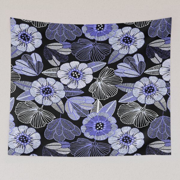 Item preview, Flower Lines in Blue designed and sold by ViaARTfactory.