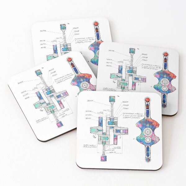 Item preview, Complex technical drawing of a Mechanism in colorful Abstraction designed and sold by Dmitri Matkovsky.