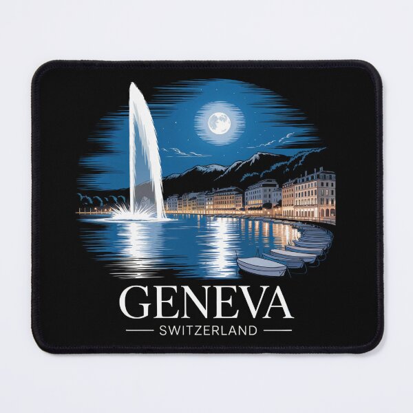 Item preview, Geneva Switzerland Sketch Night Water Jet designed and sold by MadCatPrints.