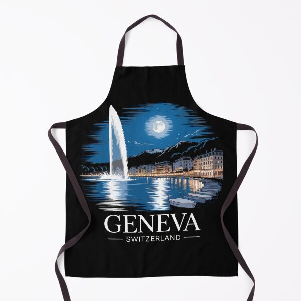 Item preview, Geneva Switzerland Sketch Night Water Jet designed and sold by MadCatPrints.