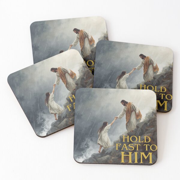 Item preview, Hold Fast to Him Jesus Reaching Woman in Storm - Christian Faith Encouragement Wall Art Print designed and sold by Darcy'sArtfortheHeart.