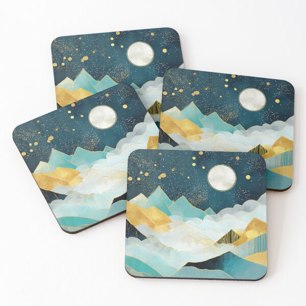 Item preview, Golden Moonlit Abstract Mountainscape designed and sold by Dusk Atelier.