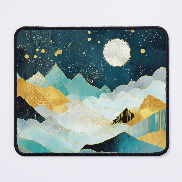 Item preview, Golden Moonlit Abstract Mountainscape designed and sold by Dusk Atelier.