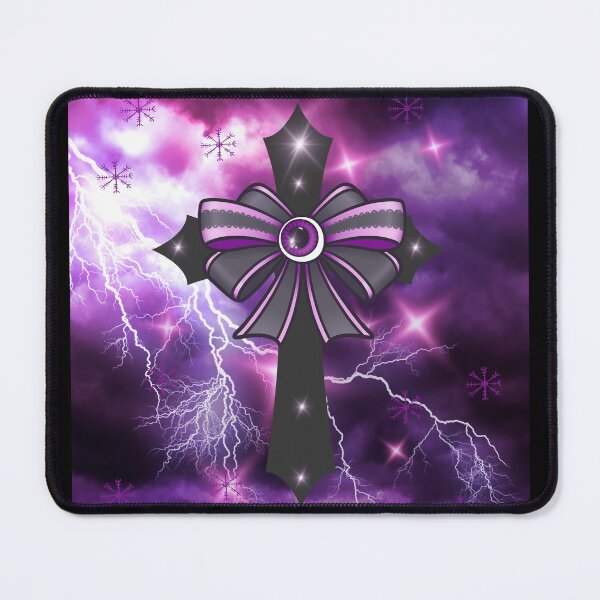 Item preview, Gothmas Protection Bow Cross – Purple Witchy Evil Eye & Aegishjalmur Snowflake Symbol designed and sold by CarmaQuanTarot.