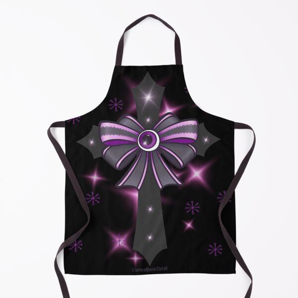Item preview, Gothmas Protection Bow Cross – Purple Witchy Evil Eye & Aegishjalmur Snowflake Symbol designed and sold by CarmaQuanTarot.