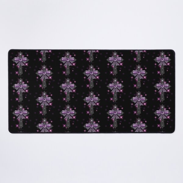 Item preview, Gothmas Protection Bow Cross – Purple Witchy Evil Eye & Aegishjalmur Snowflake Symbol designed and sold by CarmaQuanTarot.