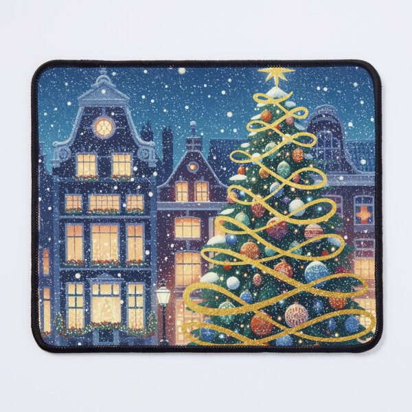 Item preview, Magical Amsterdam in the Snow – Dutch Christmas City Scene with Canals and Tree Lights designed and sold by Sugar Wisdom .