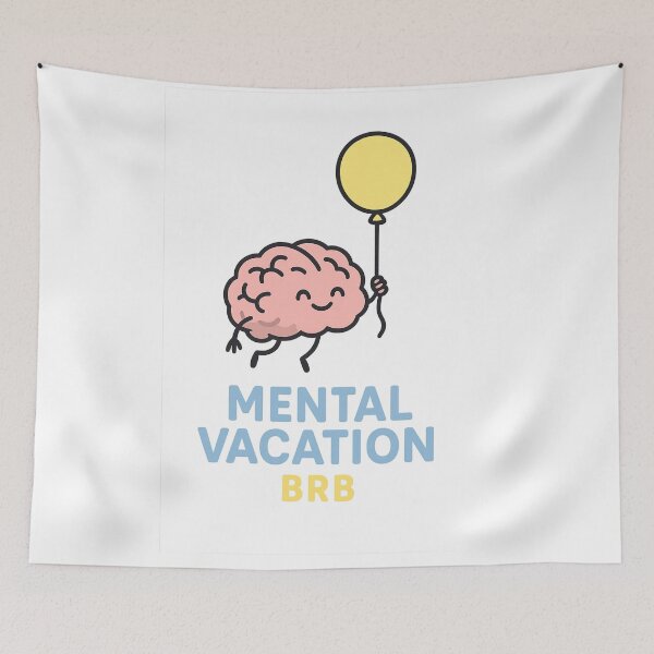 Item preview, Mental Vacation – BRB Cartoon Brain designed and sold by VibeLab_Art.