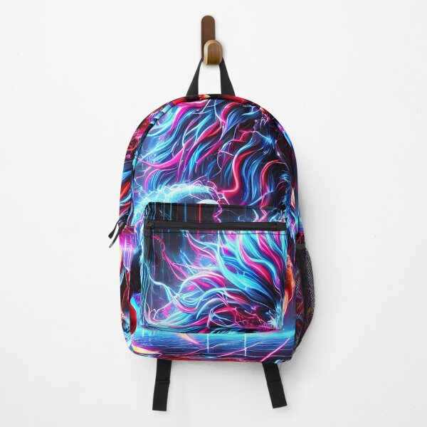 Item preview, Cyberpunk Nightmare – Neon Cyber Lion Breaking Reality designed and sold by FusionCipher.