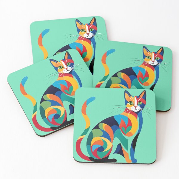 Item preview, Colorful Abstract Cat designed and sold by ByNicoleSara.