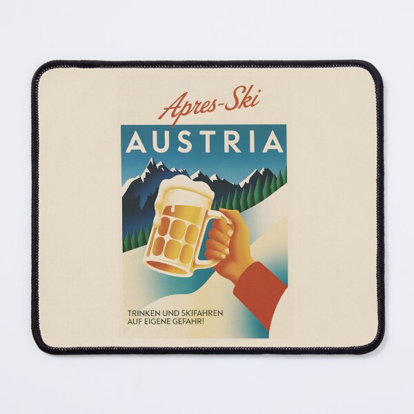 Item preview, Vintage Après-Ski Austria Poster – Retro Ski Lodge Art With Beer Mug & Alpine Mountains designed and sold by paulo silveira.