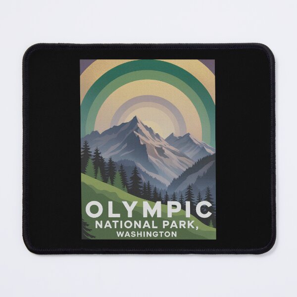 Item preview, Olympic National Park Sunset Poster – Majestic Mountains & Retro-Modern Landscape Wall Art designed and sold by paulo silveira.