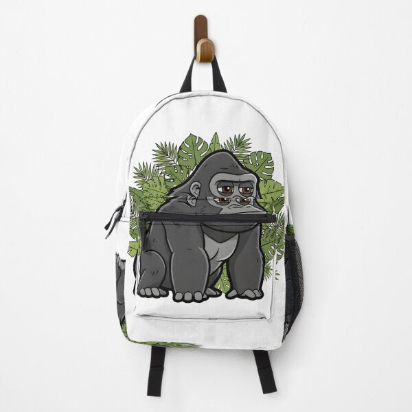 Item preview, Cute Gorilla in Tropical Jungle Leaves Illustration designed and sold by HumTumMe.