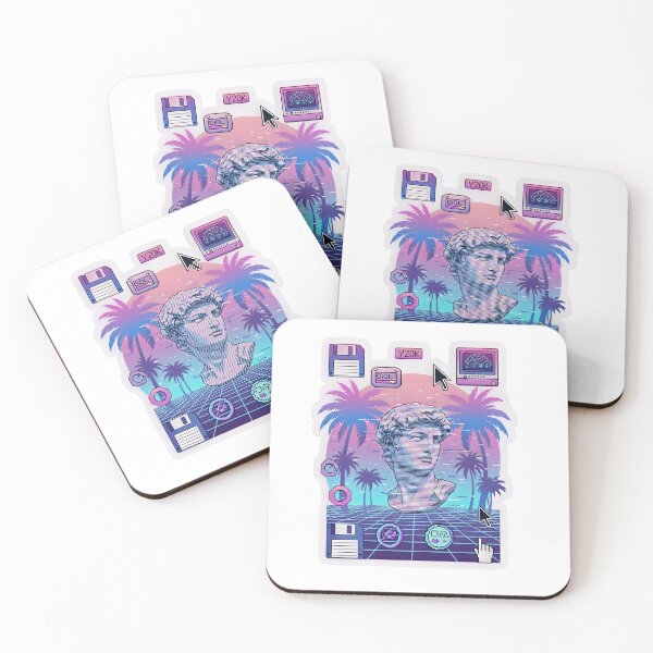 Item preview, Retro Vaporwave Y2K Statue Sticker | Neon Synthwave Glitch Art Palm Paradise designed and sold by MemoriaWear.