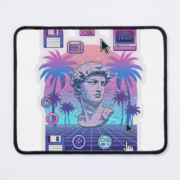 Item preview, Retro Vaporwave Y2K Statue Sticker | Neon Synthwave Glitch Art Palm Paradise designed and sold by MemoriaWear.