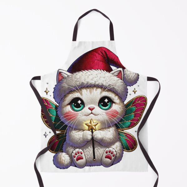 Item preview, Christmas Fairy Cat Faux Embroidery Sticker - Cute Kawaii Cat with Fairy Wings Santa Hat Embroidered Patch Style designed and sold by GeniePixel.