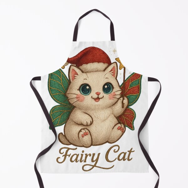 Item preview, Christmas Fairy Cat Faux Embroidery Sticker - Cute Kawaii Cat with Fairy Wings Santa Hat Embroidered Patch Tee designed and sold by GeniePixel.