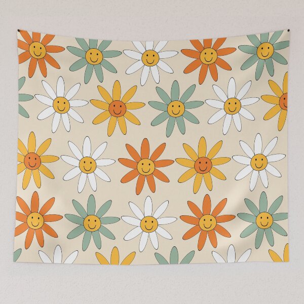 Item preview, 1960s 1970s Retro Hippy Boho Flower Power Happy Face Daisy designed and sold by RetroMaggie.