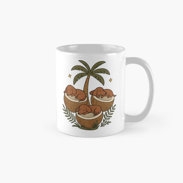 Item preview, Coconut Dachshunds – Cute Sleeping Sausage Dogs Tropical Illustration designed and sold by Stefan Slater.