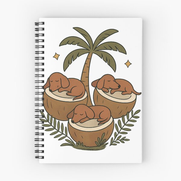 Item preview, Coconut Dachshunds – Cute Sleeping Sausage Dogs Tropical Illustration designed and sold by Stefan Slater.