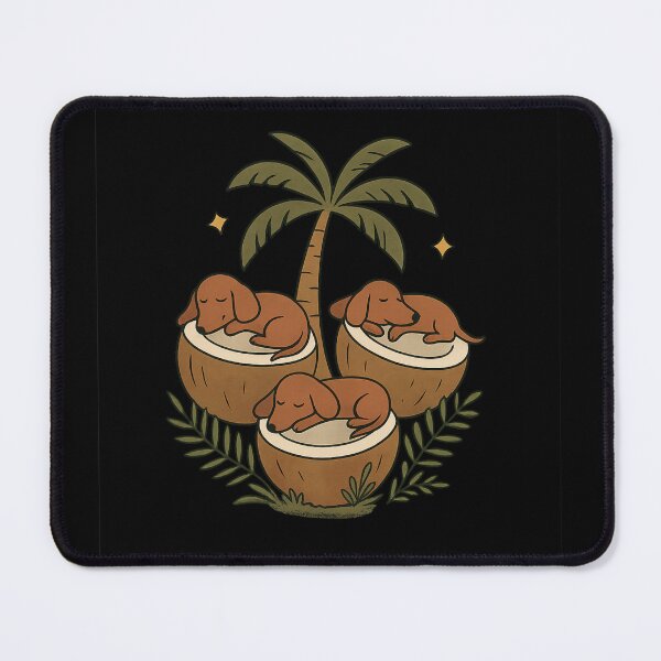 Item preview, Coconut Dachshunds – Cute Sleeping Sausage Dogs Tropical Illustration designed and sold by Stefan Slater.