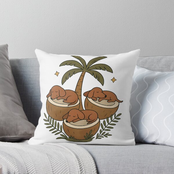 Item preview, Coconut Dachshunds – Cute Sleeping Sausage Dogs Tropical Illustration designed and sold by Stefan Slater.
