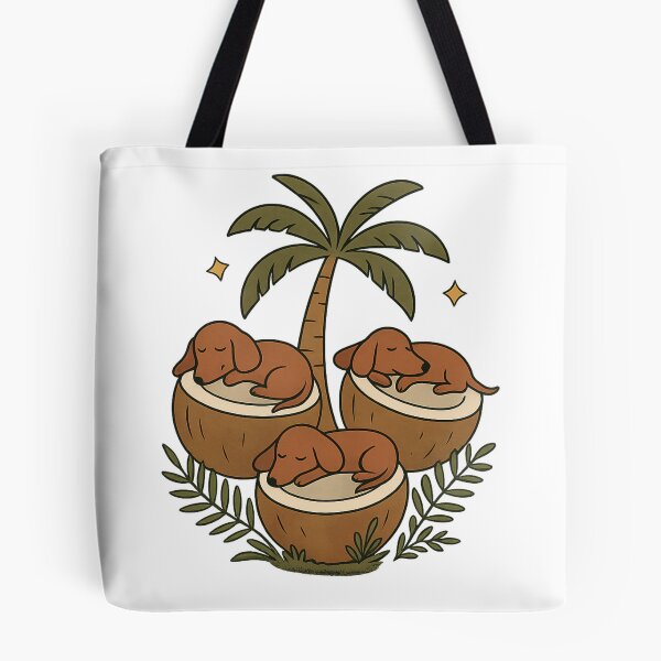 Item preview, Coconut Dachshunds – Cute Sleeping Sausage Dogs Tropical Illustration designed and sold by Stefan Slater.