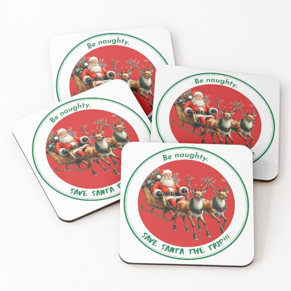 Item preview, Funny Santa Christmas Badge – “Be Naughty, Save Santa the Trip” designed and sold by PAPIRO SIGLO XXI.