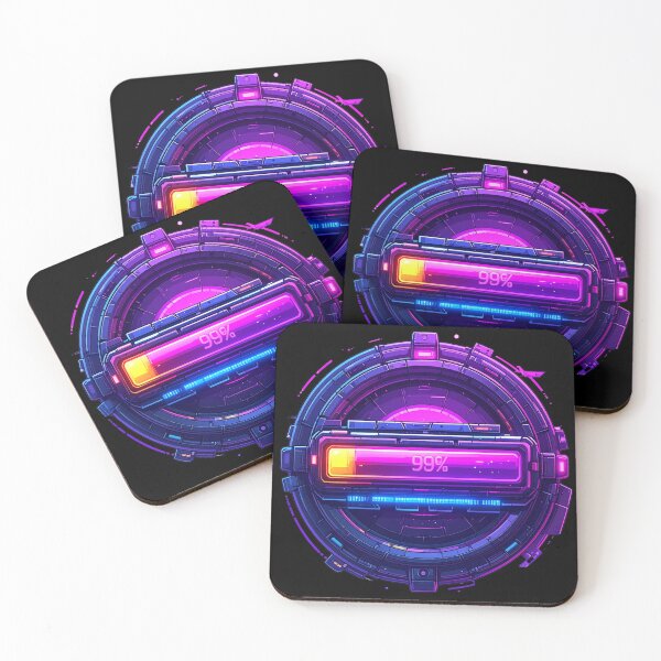 Item preview, Futuristic Neon Loading Bar 99% Synthwave Vaporwave Gamer Tech Design designed and sold by AOG-DESIGNS.