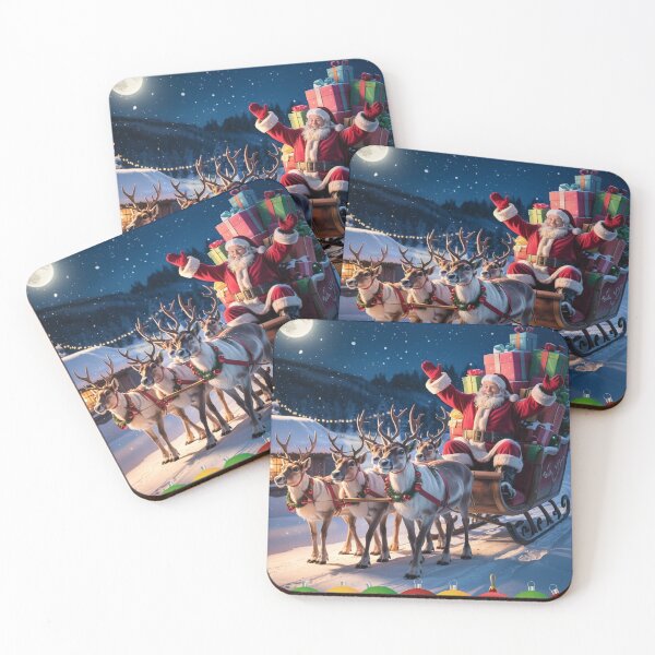 Item preview, Santa's sleigh is pulled by reindeer.  designed and sold by DZIERANA.