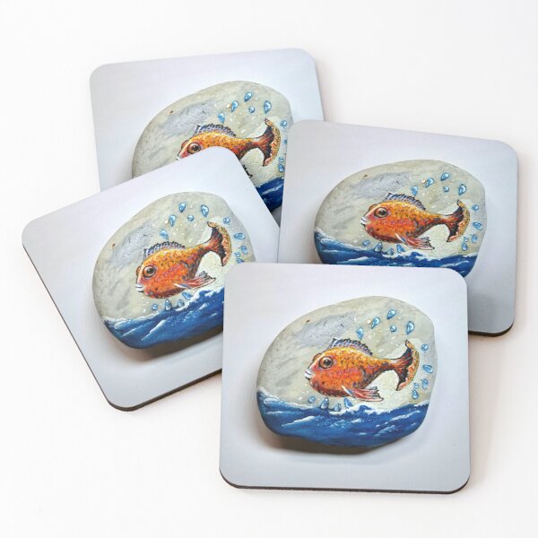 Item preview, Happy Little Orange Fish Stone Painting – Cute Cartoon Style designed and sold by Boski22.
