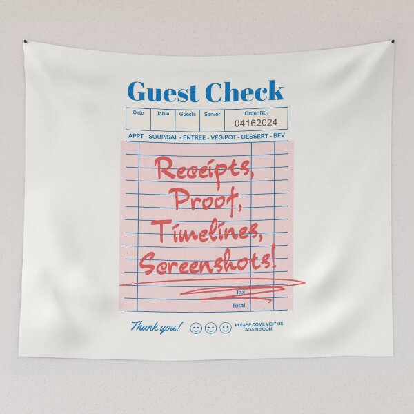 Item preview, Receipts, proof, timelines designed and sold by Storyspun Studios.