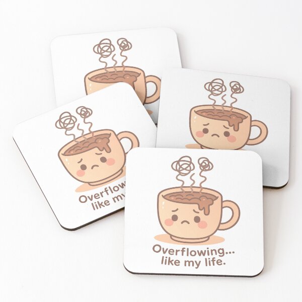 Item preview, Overflowing… Like My Life Cute Coffee Sticker designed and sold by FlowGrafik.