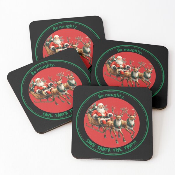 Item preview, Funny Santa Christmas Badge – “Be Naughty, Save Santa the Trip” - BLACK designed and sold by PAPIRO SIGLO XXI.
