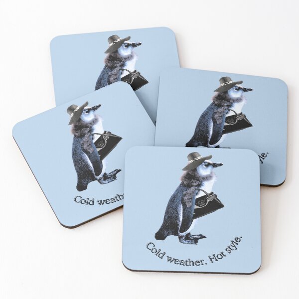 Item preview, Cold weather. Hot style. | Stylish penguin lady with hat, scarf & bag designed and sold by Katja LebenFreude.