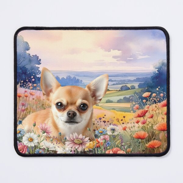 Item preview, Chihuahua Dog in a Field of Wildflowers designed and sold by SalonOfArt.